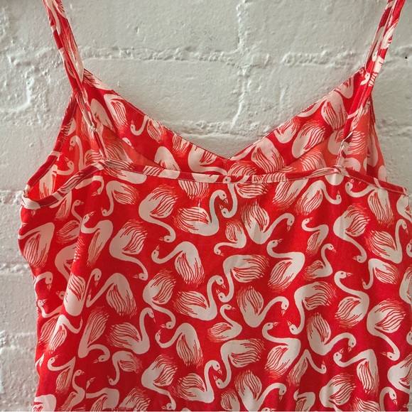 Anthropologie Porridge Swan Print Mini Dress Red White Festival Cottage Boho S - Picture 5 of 8
